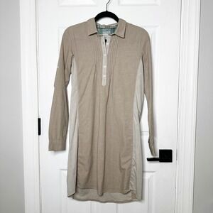 Kuhl Khiley Women's Dress Shirt Dress Beige Tencel Lyocell Organic Cotton Size S